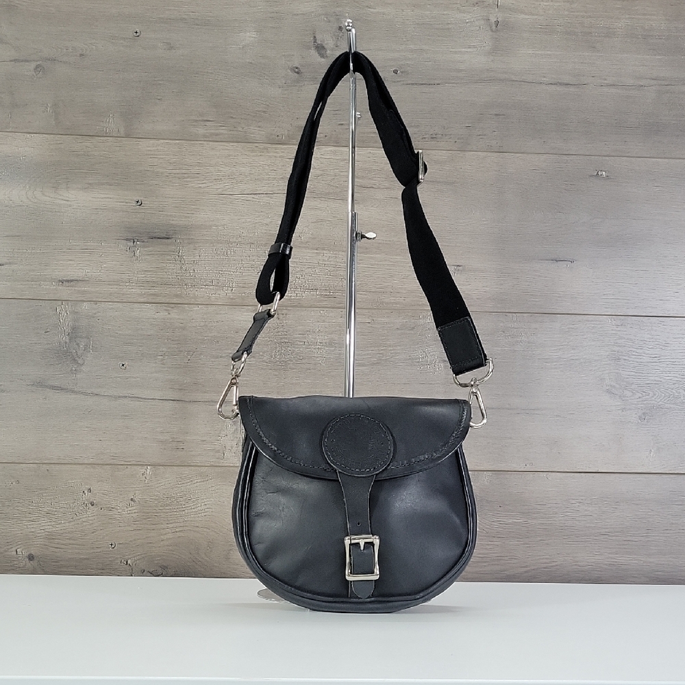 Duluth Pack Black Leather Crossbody Saddle Bag